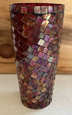 Partylite Mosaic Hurricane Red Glass Candle Shade Or Lamp Cover • $8.81