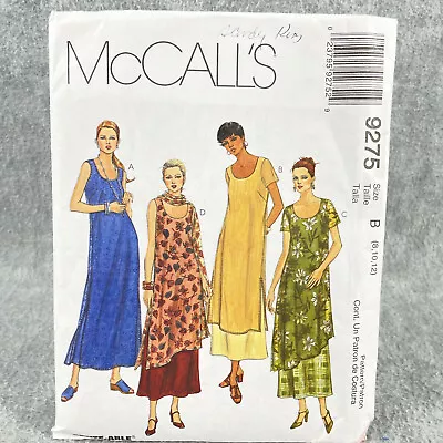 McCalls 9275 Dress Overdress And Scarf Asymmetrical Hem Misses 8 12 Pattern • $8.36