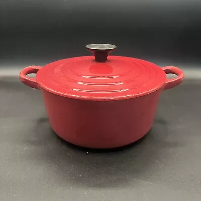 Vintage No. 18 Le Creuset Flame Red Cast Iron Enamel Small Dutch Oven & Lid 2 Qt • $100