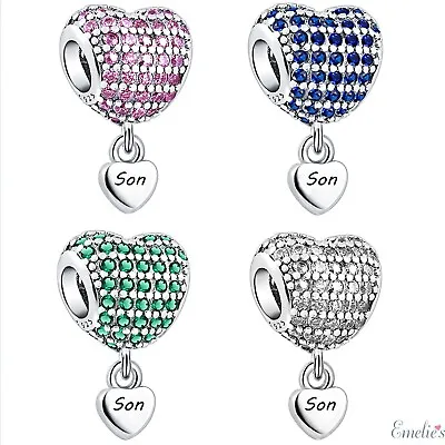 Son Charm For Charm Bracelet. Crystal 925 Sterling Silver. Son Gift • £14.95