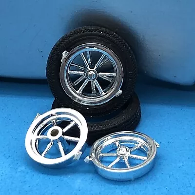 12 Spoke American Mag WHEELS W .950 OD Vinyl TIRES & Backs 1/25 LBR Model Parts • $8.90