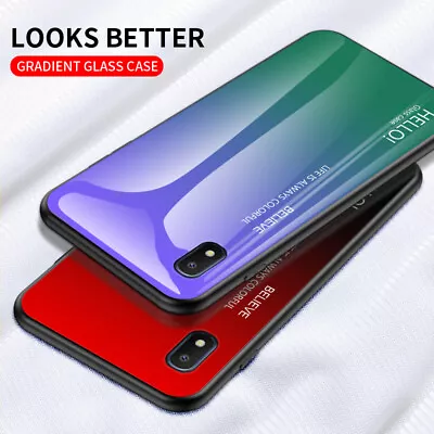 Gradient Tempered Glass Back Shockproof Phone Case Cover For Samsung Galaxy A10e • $8.99