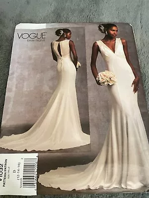 Vogue Patterns V1032 Womens Wedding Dress With Or Without Train D 12 14 16 • $17.87