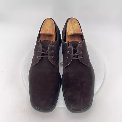 Salvatore Ferragamo Men Size 11 D Dark Brown Suede Lace Up Derby Dress Shoes • $59.95