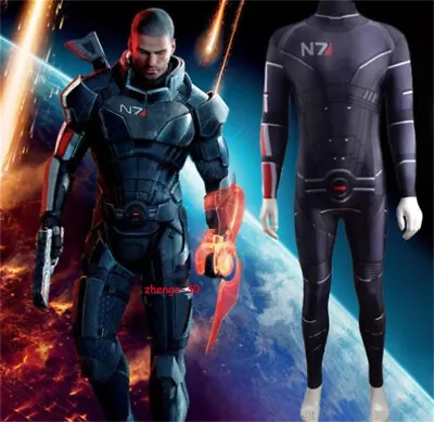 Mass Effect 3 John·Shepard N7 Jumpsuit Cosplay Costume Party Bodysuit Unisex • $61.54