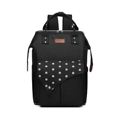 Polka Dot Backpack Nappy Changing Bag Diaper Maternity With USB Connectivity • £13.97