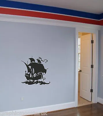 Pirate Ship Wall Art Sticker Gloss Vinyl Pirate Nautical Seaside  • £16