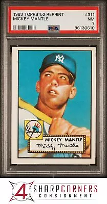 1983 Topps '52 Reprint #311 Mickey Mantle Hof Psa 7 B3874255-610 • $171.99