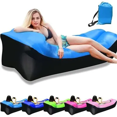 Inflatable Sofa Outdoor Lounger Sofa Lazy Air Bed Sack Hangout Camping Beach Bag • £13.98