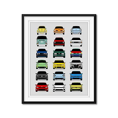 Volkswagen Best Cars Inspired Poster Print Art Generations History Evolution • $102.99