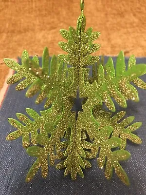 3D Snowflake Christmas Ornament Green Metal Glitter-RARE! • $20