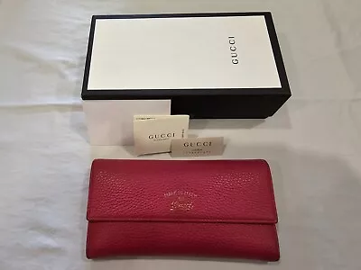 MINT GUCCI Vintage Pink Fuschia Women's Long Wallet Clutch W/ Box & Card • $363.57