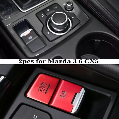 Brake Button Cover Trims Autohold Cap For Mazda 3 6 CX5 Parts Red Aluminum Alloy • $7.73