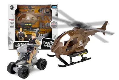 Playset Military Army Soldier Helicopter Car Quad Toy Gift Child • £13.88