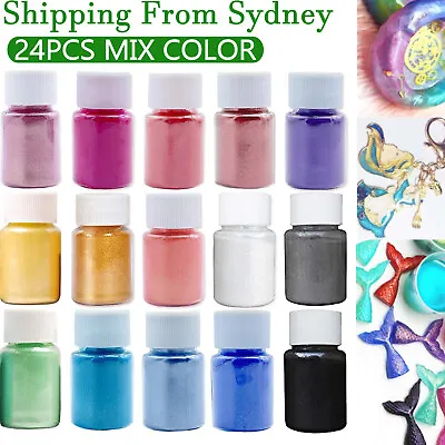 24PCS Pearl Pigment Powder For Epoxy Resin Floors Metallic Dye Ultra Mixed Color • $19.99