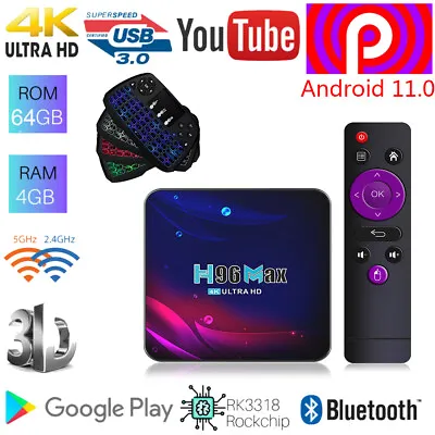 $52.99 • Buy H96 Max V11 Android 11.0 Smart TV Box UHD 4K WIFI Media Player 16GB/32GB/64GB