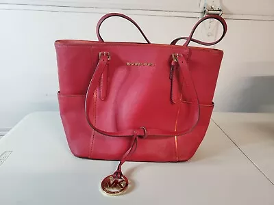 Michael Kors Jet Set Large Leather Shoulder Bag Handbag Purse • $40