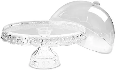 Cake Stand With Dome Cover Clear Cake Stand With Lid Wedding Functions Cake Set • £16.99
