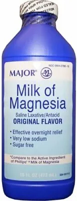 (pack Of 5) Major Milk Of Magnesia Saline Laxative/antacid Original 16oz (80oz) • $34.99