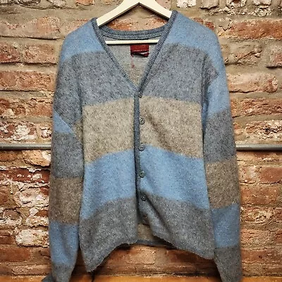 VTG 70s Sears Traditional Collection Mohair Sweater Cardigan Cobain Colorblock • $500