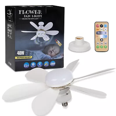 LED Ceiling Fan Light Dimmable Living Room Chandelier Lamp With Remote Control • £23.29
