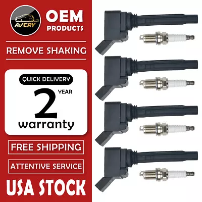 $78.28 • Buy Ignition Coils+Spark Plugs Pack For VW Jetta Passat Beetle Golf Audi A3 Q3 1.8L