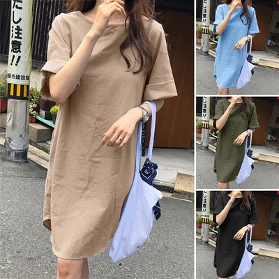 $21.37 • Buy ZANZEA Womens Short Sleeve Shift Dress Casual Knee Length Short Mini Dress PLUS