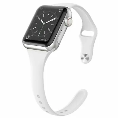 $5.38 • Buy For Apple Watch Series 5 4 3 2 1 Silicone Replacement Slim Strap Band 38 40 42mm