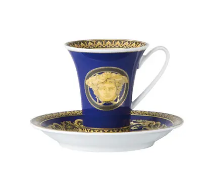 Versace Rosenthal Medusa Blue Espresso Cup & Saucer - Official VERSACE • $220