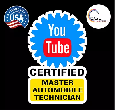 YouTube CERTIFIED MECHANIC Vinyl Decal  Bumper Sticker ASE Toolbox Funny Jdm Usa • $5.25