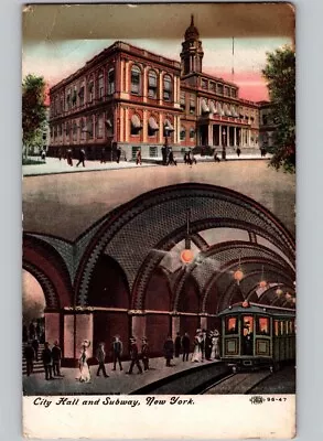 C1908 City Hall & Subway New York NY Postcard • $2.99