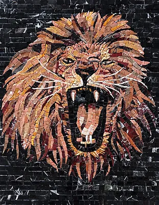 AN224 19.69 ×25.59  Portrait Of A Lion Mosaic Wall Art Mural • $679