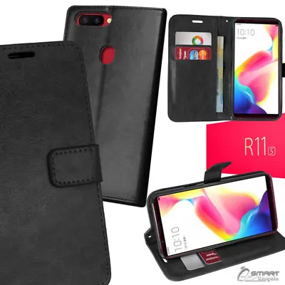 Black Wallet Flip Card Slot Stand Case Cover For Oppo R11s / R11 • $7.99