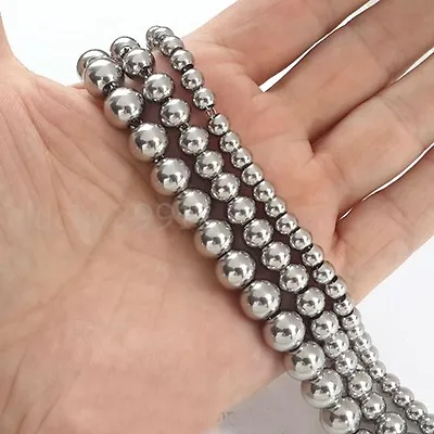 $6.98 • Buy 4mm-10mm Stainless Steel Soild Round Beads Ball Chain Necklace 12inch-36inch New