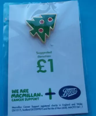 Macmillan Cancer Support +Boots Xmas Tree Enamel Pin Badge BN On Card Charity • £6