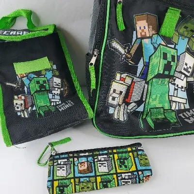 Minecraft Backpack & Lunch Box Kids 5 Piece Back 2 School Bag Set Pencil Pouch • $2.83
