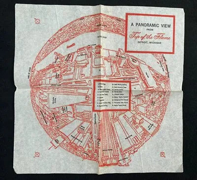 Old Vintage Famous Hip Top Of The Flame Restaurant Napkin City Detroit Michigan • $29.99