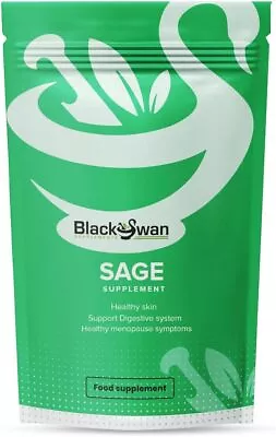 Sage 1600mg Capsules Black Swan Supplements UK | Healthy Skin Hormonal Balance • £10.99