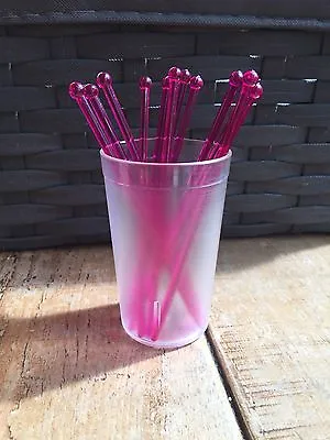 100 X 6  Pink Rod Cocktail Reusable Drink Stirrers / Swizzle Sticks  • £8.89