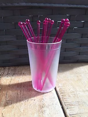 25 X 6  Pink Rod Cocktail Reusable Drink Stirrers / Swizzle Sticks • £3