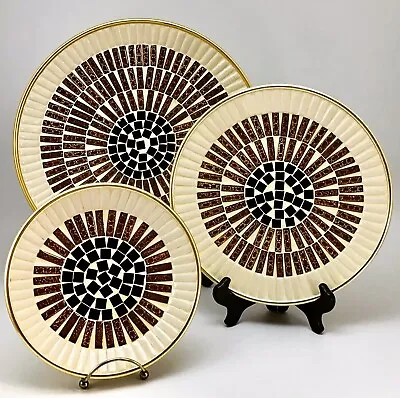 Mosaic Tile Dishes Plates Trays Set Of 3 Matching MCM Mid Century Vintage • $74.99