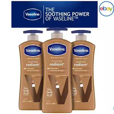 Vaseline Intensive Care Body Lotion For Dry Skin Cocoa Radiant Lotion - 3 Packs • $25.99