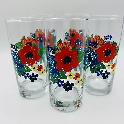 The Pioneer Woman Set 5 Floral Dazzling Dahlias Tall Sweet Tea Tumbler Glasses • $21.95