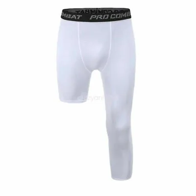 Men Athletic One Leg Compression 3/4 Capri Tights Pants Basketball Base Layer • $12.99