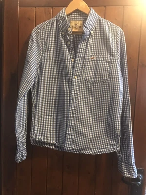 £2.99 • Buy Hollister Long Sleeved Shirt Blue And White Check Size M