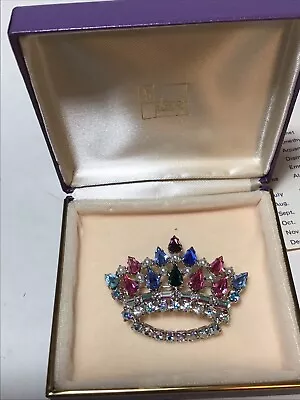 Vtg B David Family CROWN W/Box & Paperwork Pin Brooch Birthstones • $20