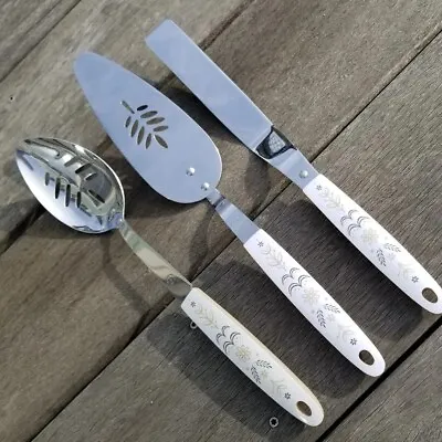 Vtg Flint Harvest Wheat Arrowhead 3 Pc Set Stainless Steel Utensils Spatula USA • $33.33