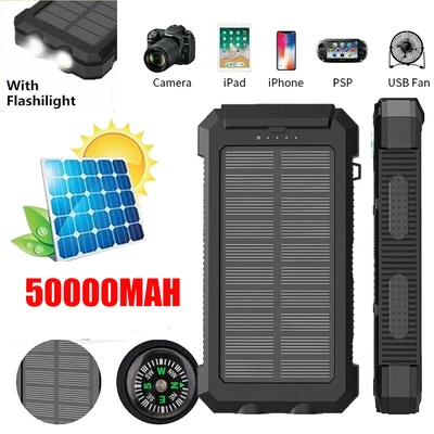 $26.99 • Buy 50000MAH Portable Solar Panel USB LED External Battery Power Bank Pack Charger