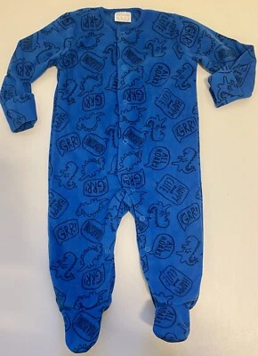 £1.99 • Buy F&F Baby Boy Blue Dinosaur Fleece Babygrow Sleepsuit Romper 3-6 Months