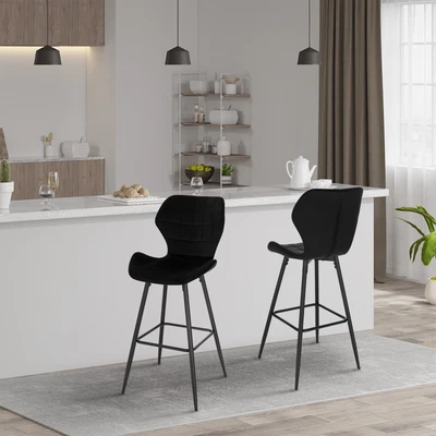 £60.99 • Buy 1/2/4/6x High Counter Bar Stool With Backrest Velvet Kitchen Barstool Pub Cafe